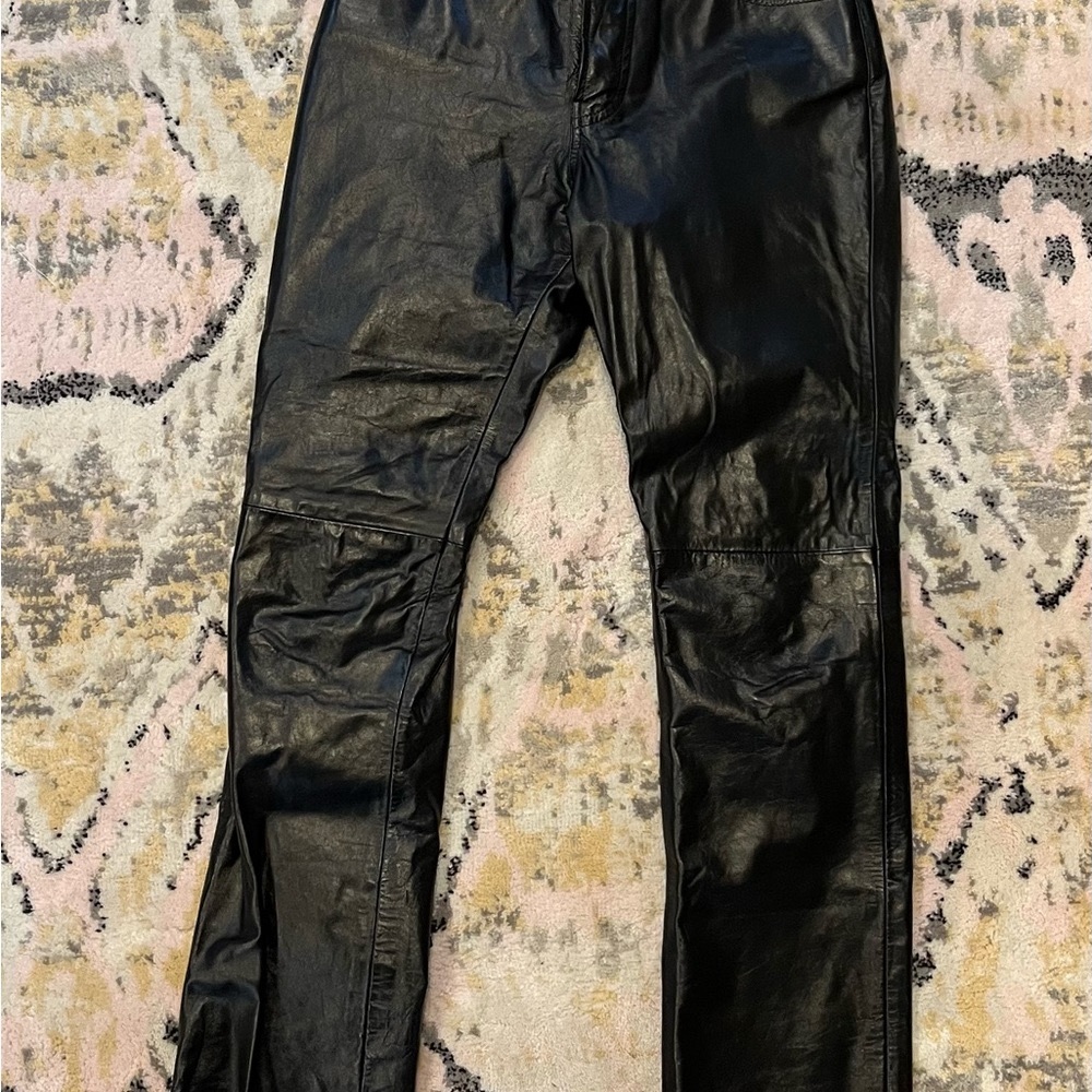 Vintage Black Gap Original Fit Genuine Leather Pants Size 8